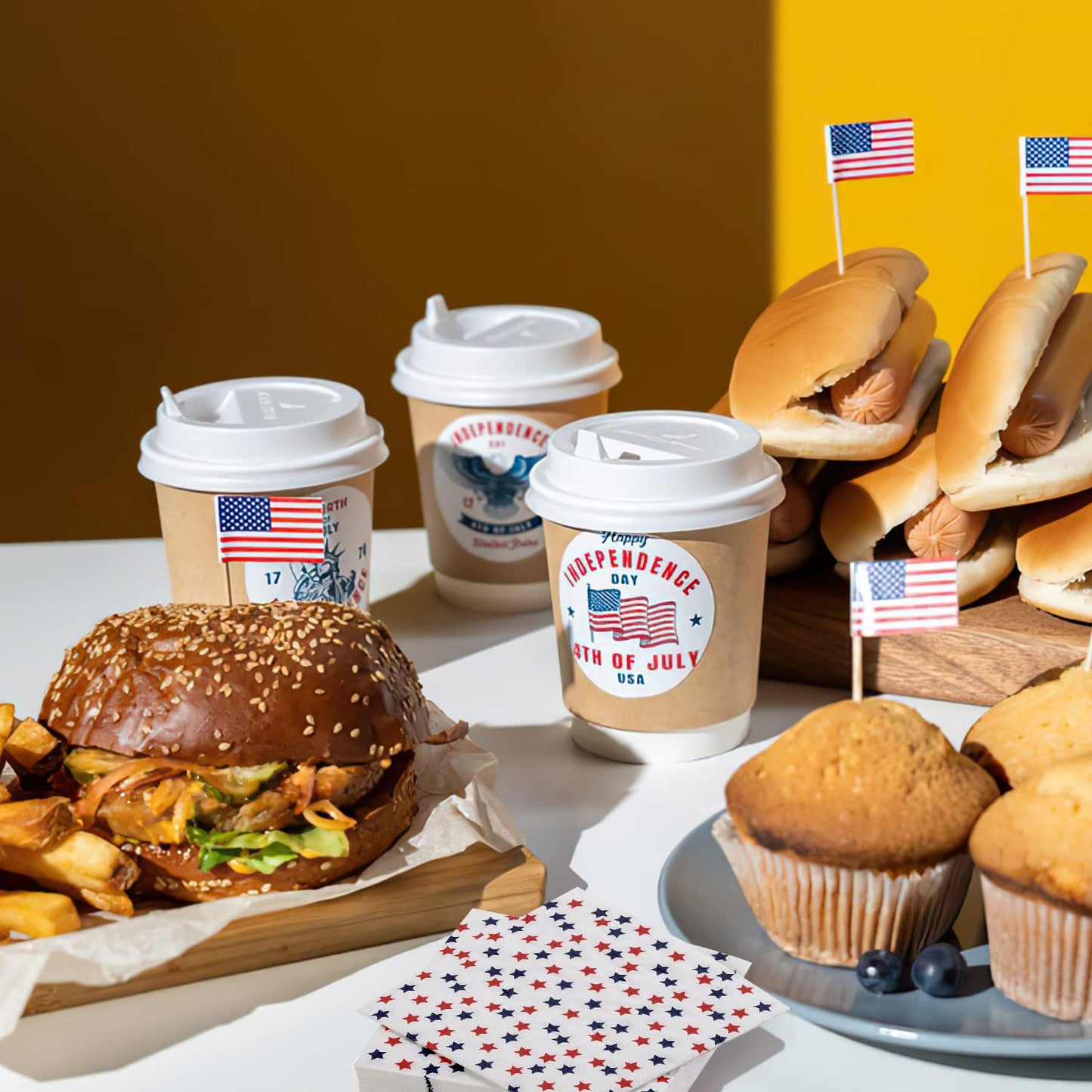 Patriotic Party Supplies 4th of JULY paper napkins 60Count 6.5 x 6.5 inch Americana Stars Cocktail Napkins for Parties,Veterans Day Election Day 4th of July Independence Day Decorations