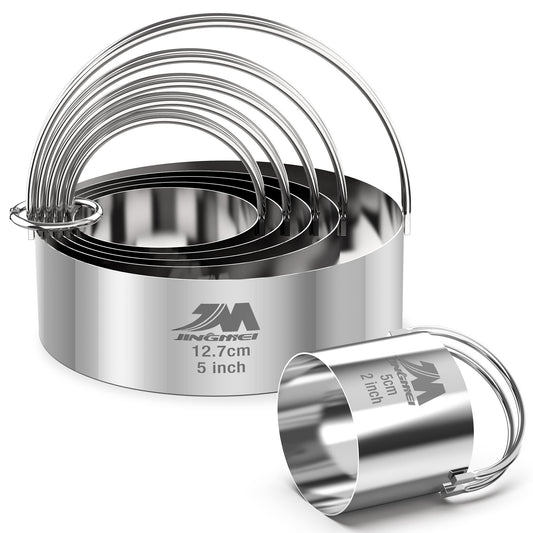M JINGMEI Biscuit Cutter Set for baking 2inch 2.5inch 3inch 3.5inch 4inch 5inch large size Round Cookies Cutter with Handle Professional Baking Dough Tools 6pcs set