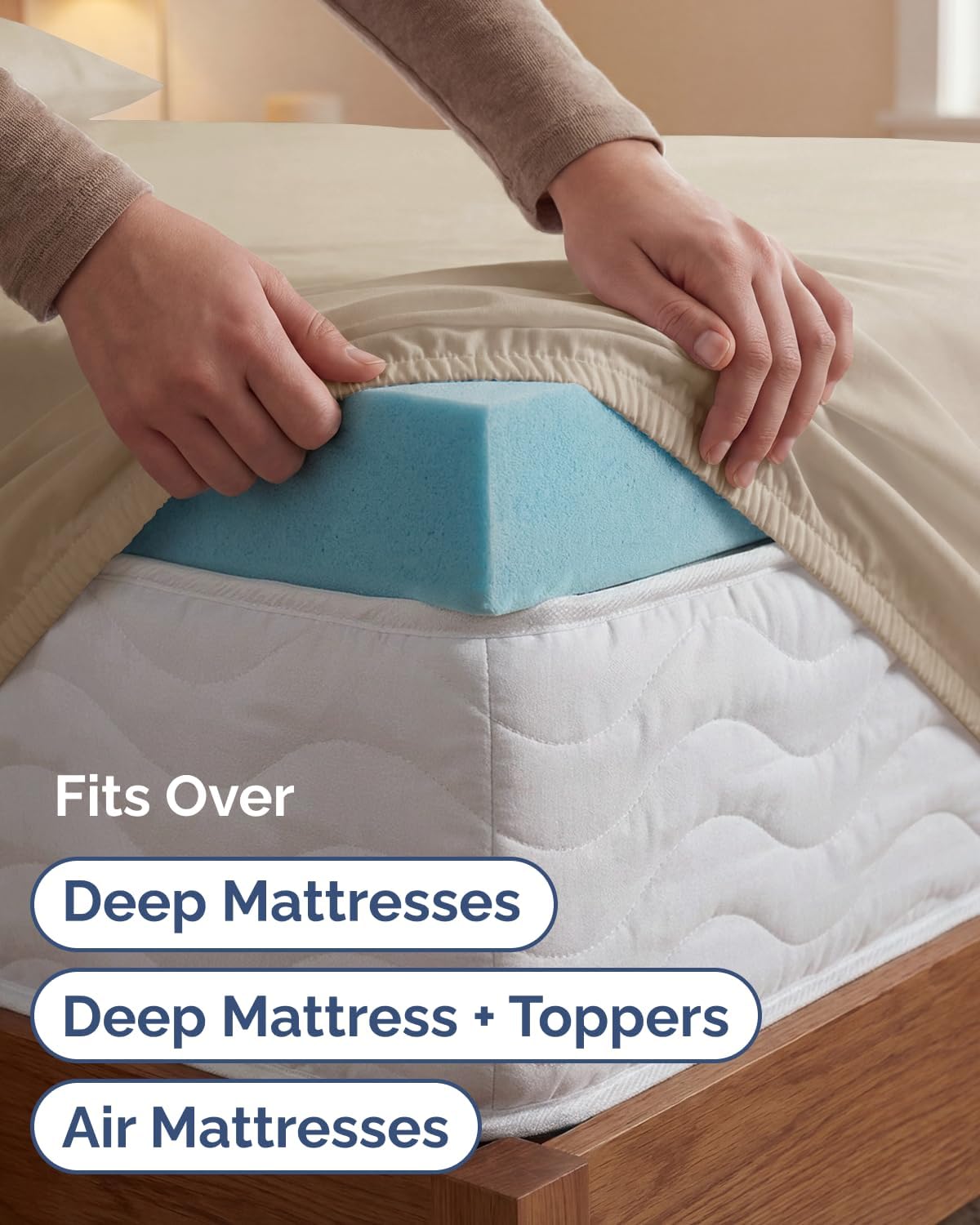 Skiennix Extra Deep Twin XL Sheet Set - 4 Piece Breathable Cooling Bedding - Soft Wrinkle-Free Cream