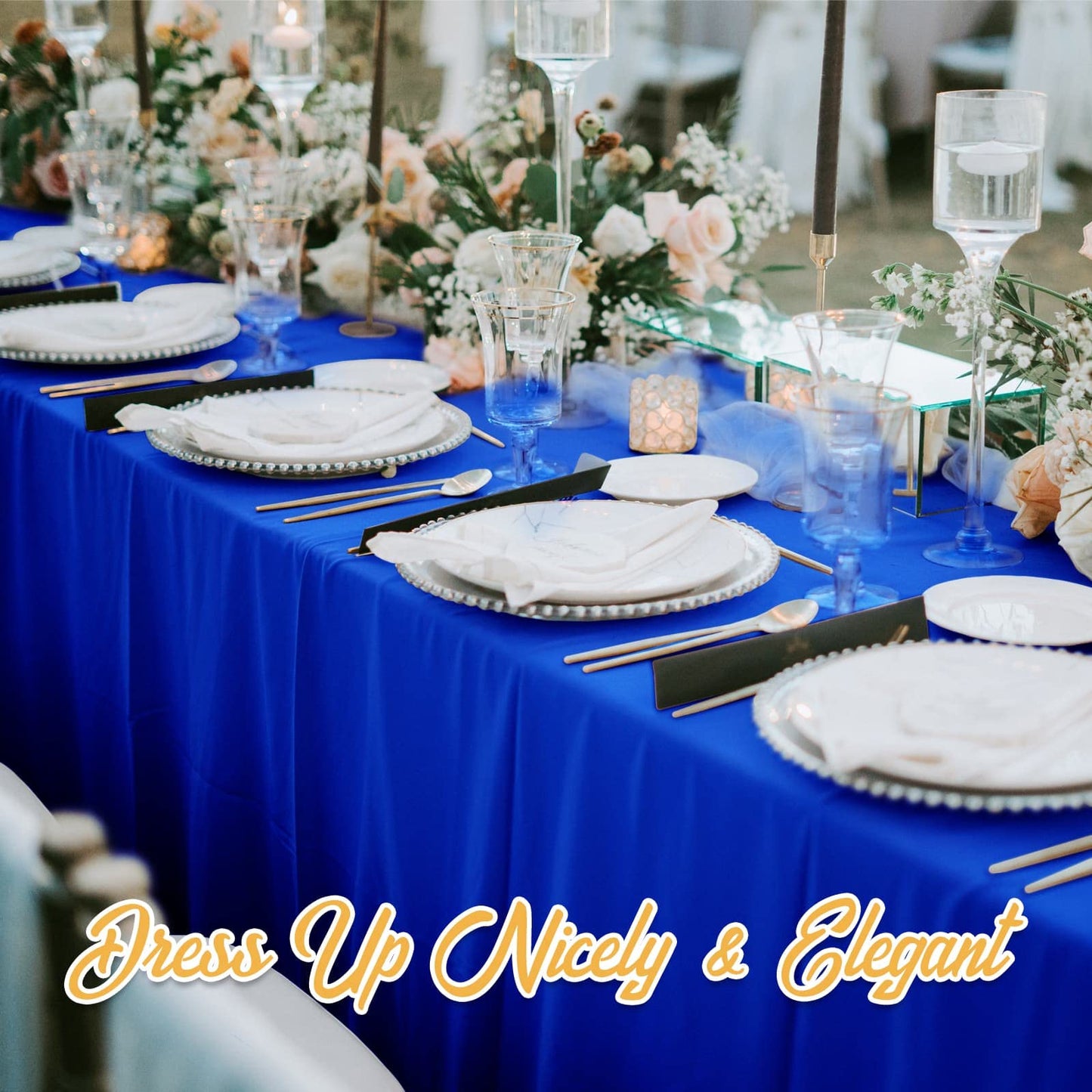 BRILLMAX 6 Pack Royal Blue Tablecloths 60 x 102 Inch for 6ft Rectangle Tables - 150 GSM Polyester Fabric, 15" Standard Drop, Water, Stain & Wrinkle Resistant Cloth Cover for Wedding Dining Buffet