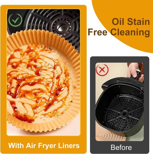 Air Fryer Liners - 100 Pcs Non-Stick Parchment Paper Accessories | 6.3 Inch Round Food Grade