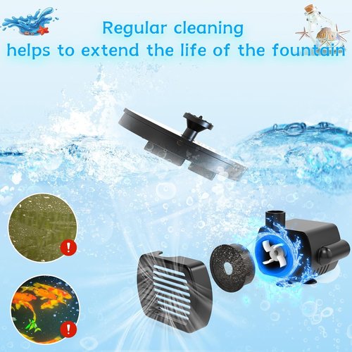 AMZtime Solar Fountain - 2026 Upgraded Solar Water Fountain with 6 Nozzles | Floating Pump for Bird Bath, Garden & Pond