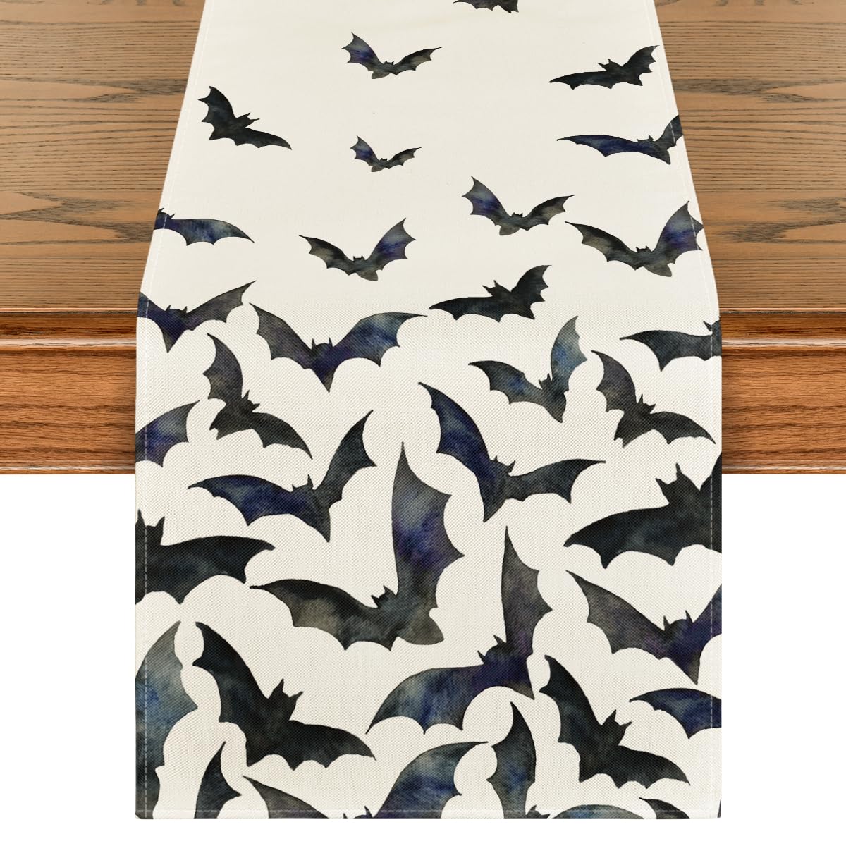 Artoid Mode Silhouette Black Bats Halloween Table Runner, Fall Kitchen Dining Table Decoration for Home Party Decor 13x108 Inch