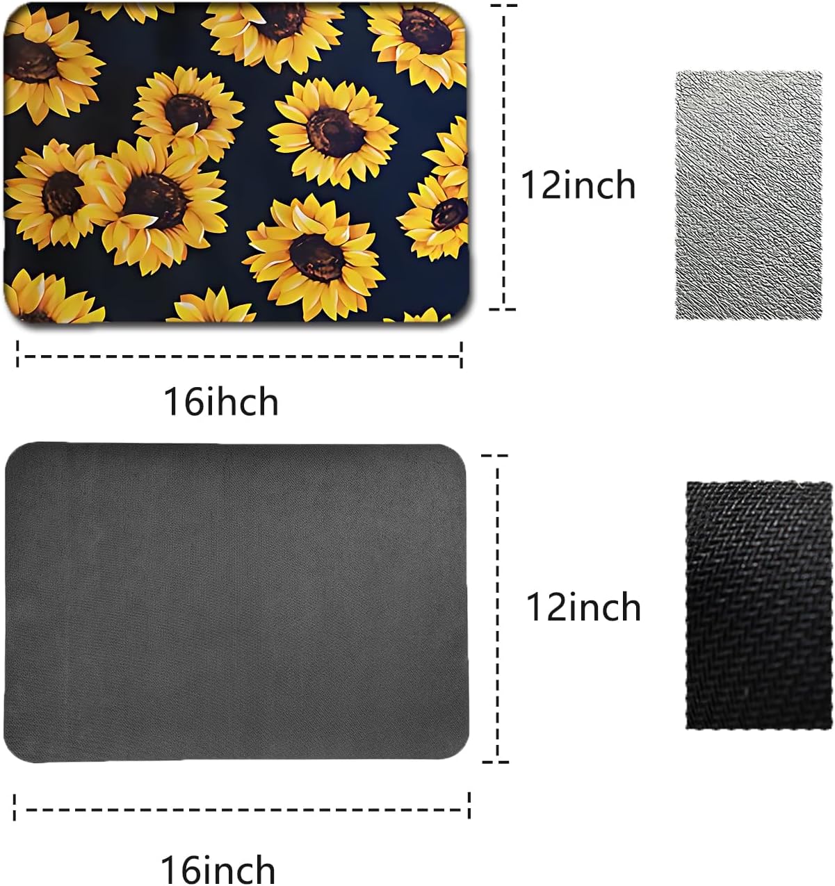 Skiennix Foldable Dish Drying Mat - Absorbent Multi-Purpose Sink Pad | Easy to Clean, Sunflower Design (12x16 Inches)