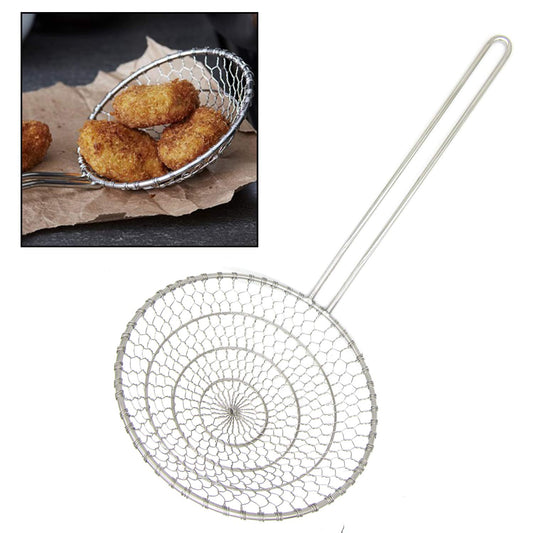 Hicook Stainless Steel Kitchen Spider Strainer Skimmer Ladle Food Dumpling Noodle Strainer for Pasta Spaghetti Noodles and Frying, 7 inches