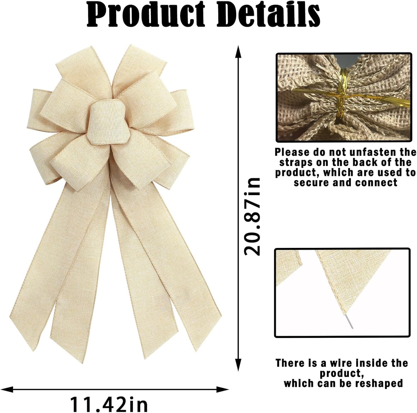 Natural Burlap Wreath Bow - Perfect for Birthdays, Anniversaries & Weddings | Home Front Door Decor