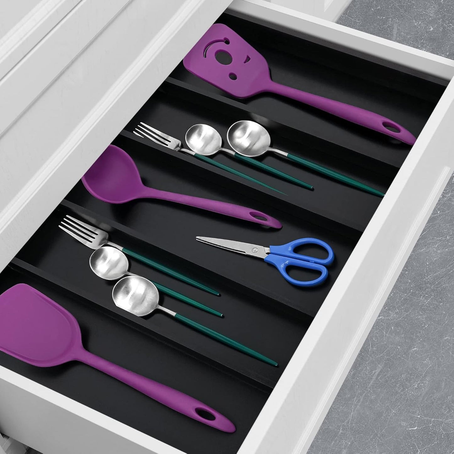Utoplike Bamboo Drawer Organizer - Adjustable Silverware Holder & Cutlery Tray | Expandable Divider for Kitchen & Home