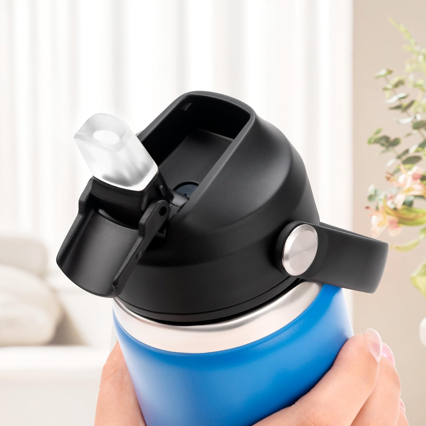 Lid Replacement for Simple Modern Summit 10 oz 12 oz 14 oz 16 oz 18 oz 20 oz 22 oz 24 oz 32 oz 40 oz 64 oz Water Bottle,Straw Lids With Straw For Hydro Flask,Thermoflask,Takeya, BPA Free,LeakProof 2pc
