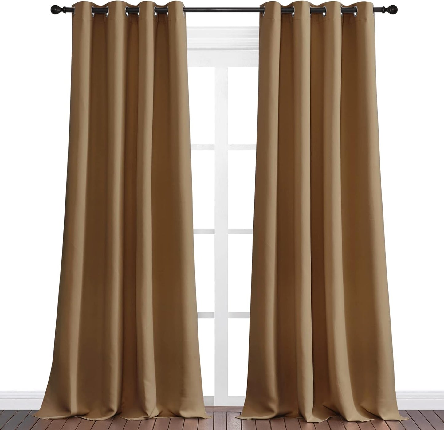 NICETOWN Blackout Curtains - Noise Reducing & Draft Blocking | 96-Inch Length, Gold Brown (2 Panels)