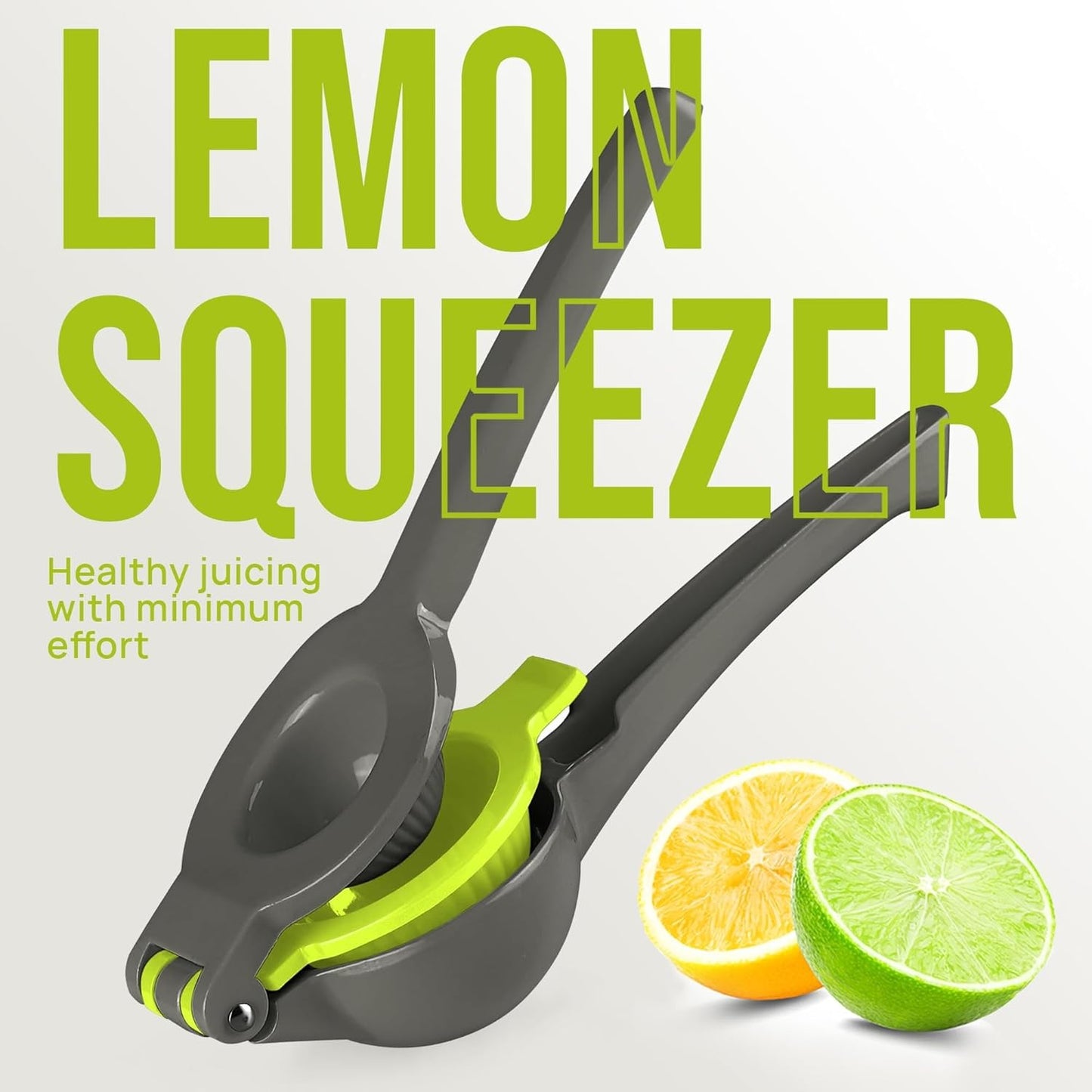 Zulay Kitchen 2-in-1 Lemon Squeezer - Max Extraction Hand Juicer for Easy Citrus Juicing - Gray/Lime
