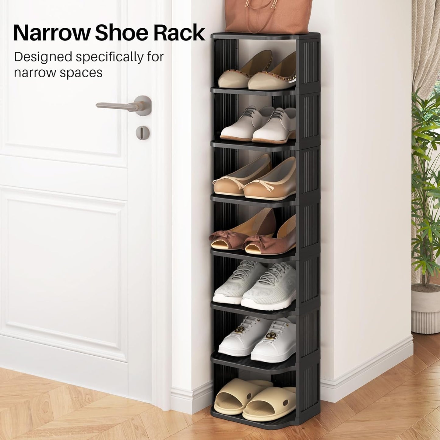 Kitstorack 10-Tier Stackable Shoe Rack - Free Standing Vertical Organizer for Small Spaces