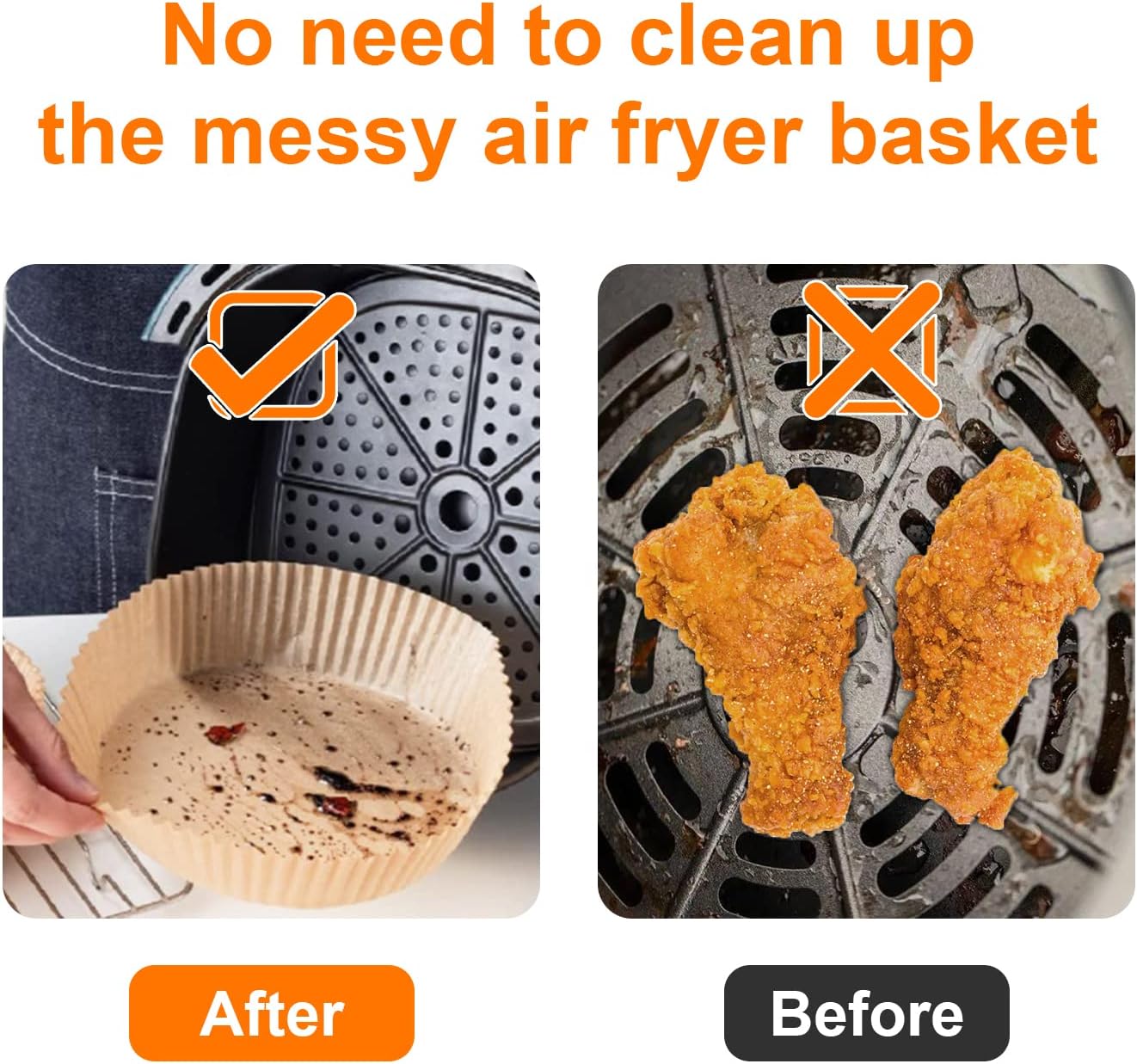 SIUDANGKA Air Fryer Liners - 125 Pcs Disposable Paper for Ninja & 4-8QT Air Fryers
