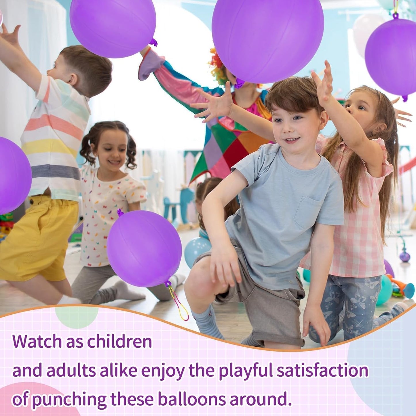 Purple Punch Balloons - 12 Pcs with Rubber Band Handle for Easy Grip | Perfect for Kids' Birthday Parties