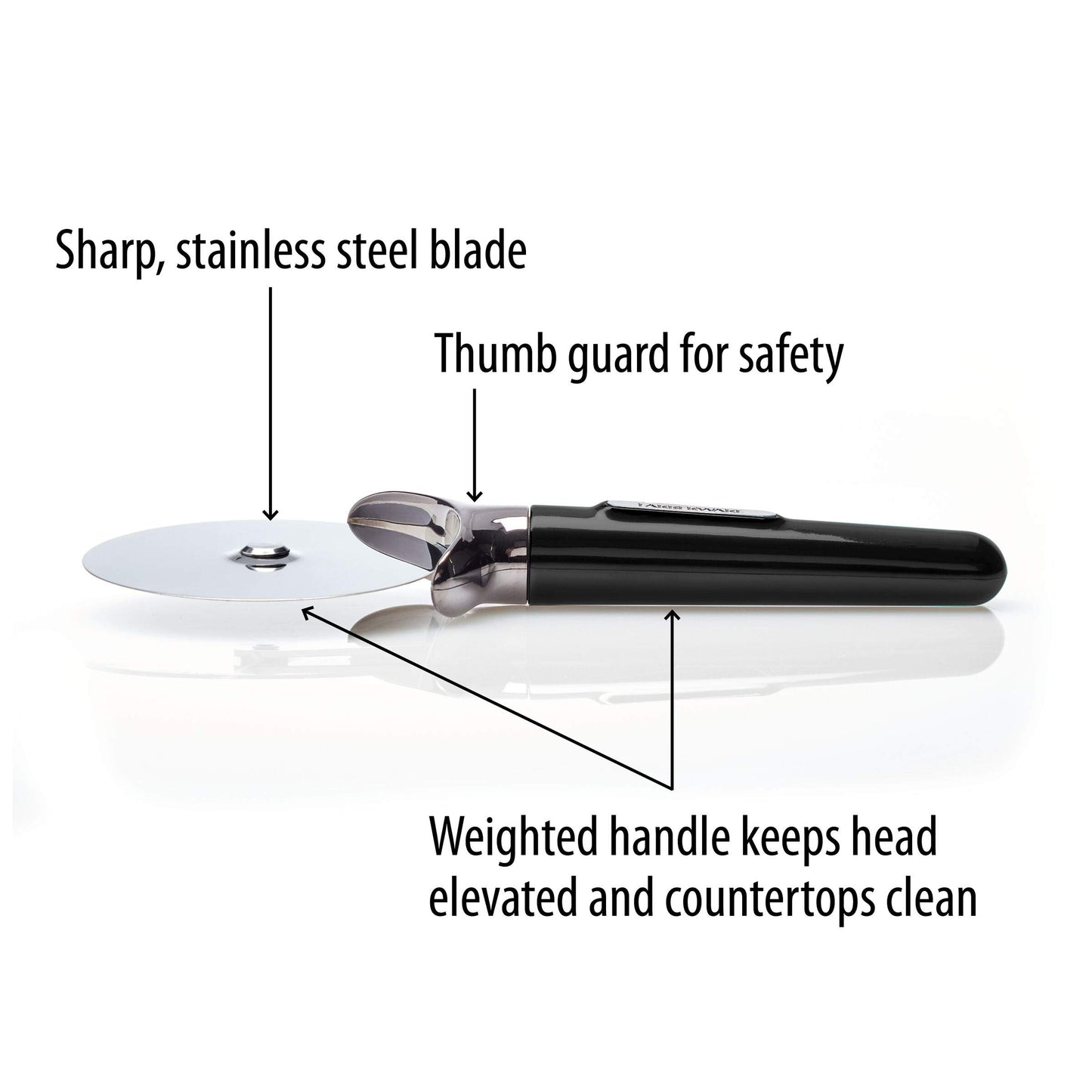 Farberware Professional Stainless Steel Pizza Cutter, 9.37-Inch, Black