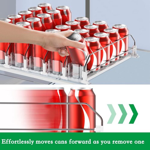 Drink Organizer for Fridge - Skiennix Automatic Pusher Glide Soda Dispenser | Holds Up to 25 Cans, 12oz-20oz