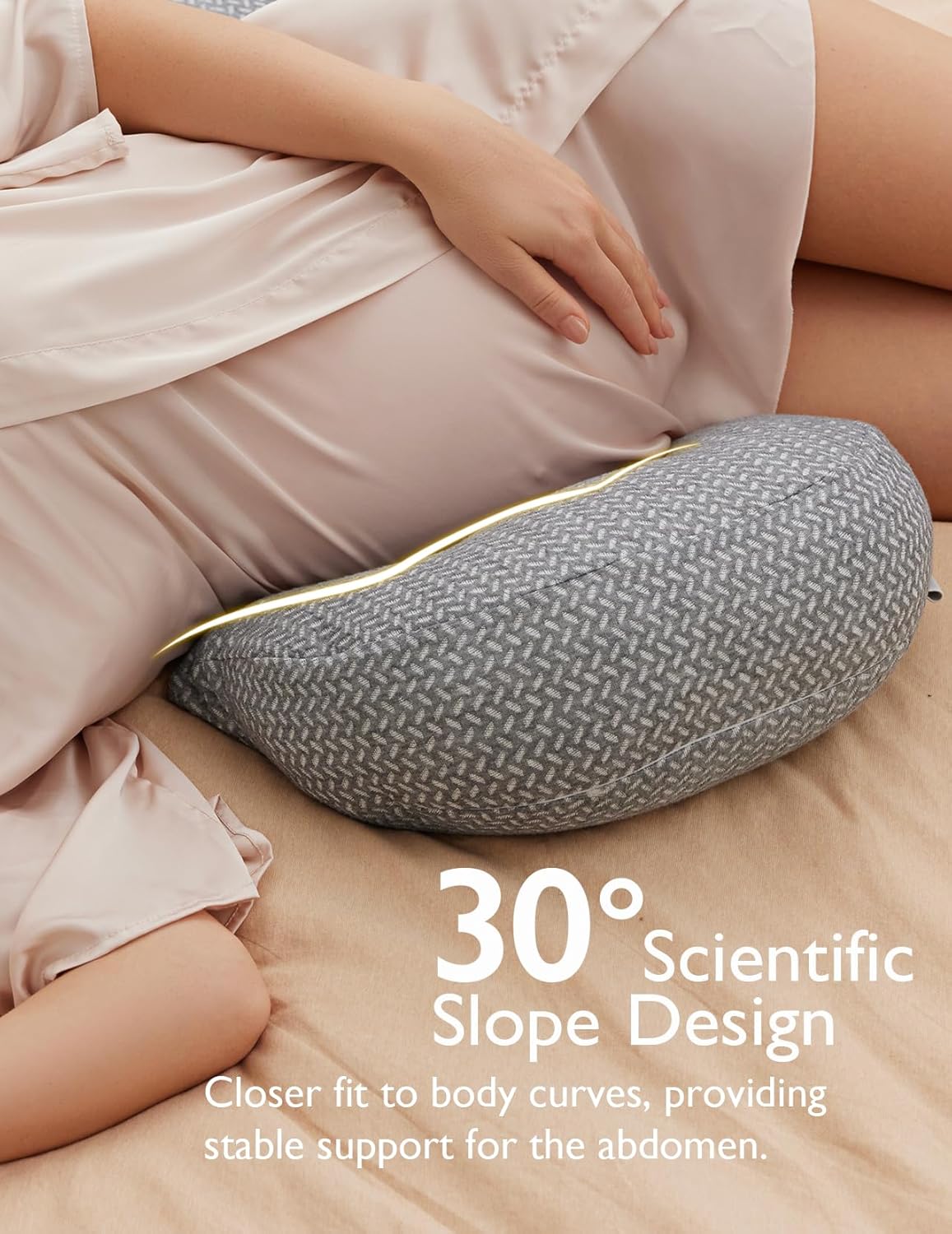 Momcozy Portable Pregnancy Pillow - W Shaped Maternity Support for Side Sleepers | Adjustable Travel Wedge in Deep Grey