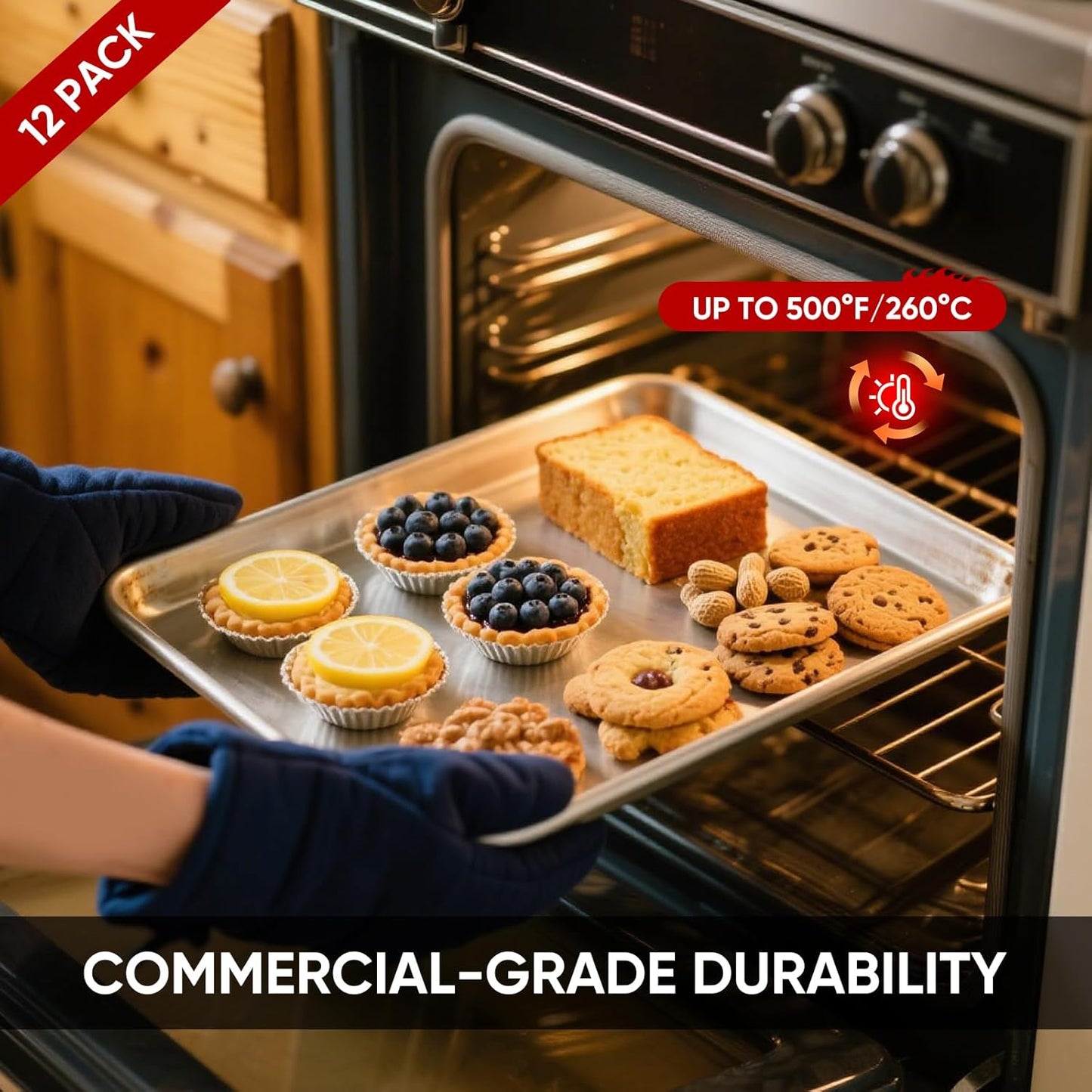 TENUP 12 Pack Aluminum Full Sheet Pans - Heavy Duty Baking Trays, 26" x 18", Warp-Resistant & Rust-Free