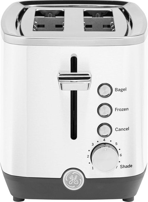 GE 2-Slice Toaster - Extra Wide Slots for Bagels & Waffles | 7 Shade Settings, Removable Crumb Tray, 850 Watts, White