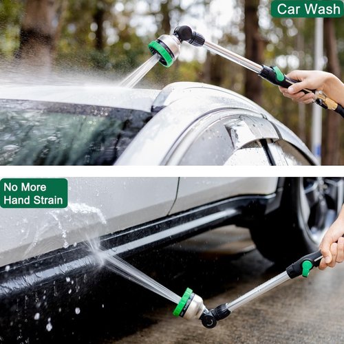 FANHAO 16-Inch Heavy Duty Garden Hose Wand - 9 Spray Patterns & 180° Rotating Nozzle | Ideal for Watering Baskets & Shrubs - Green