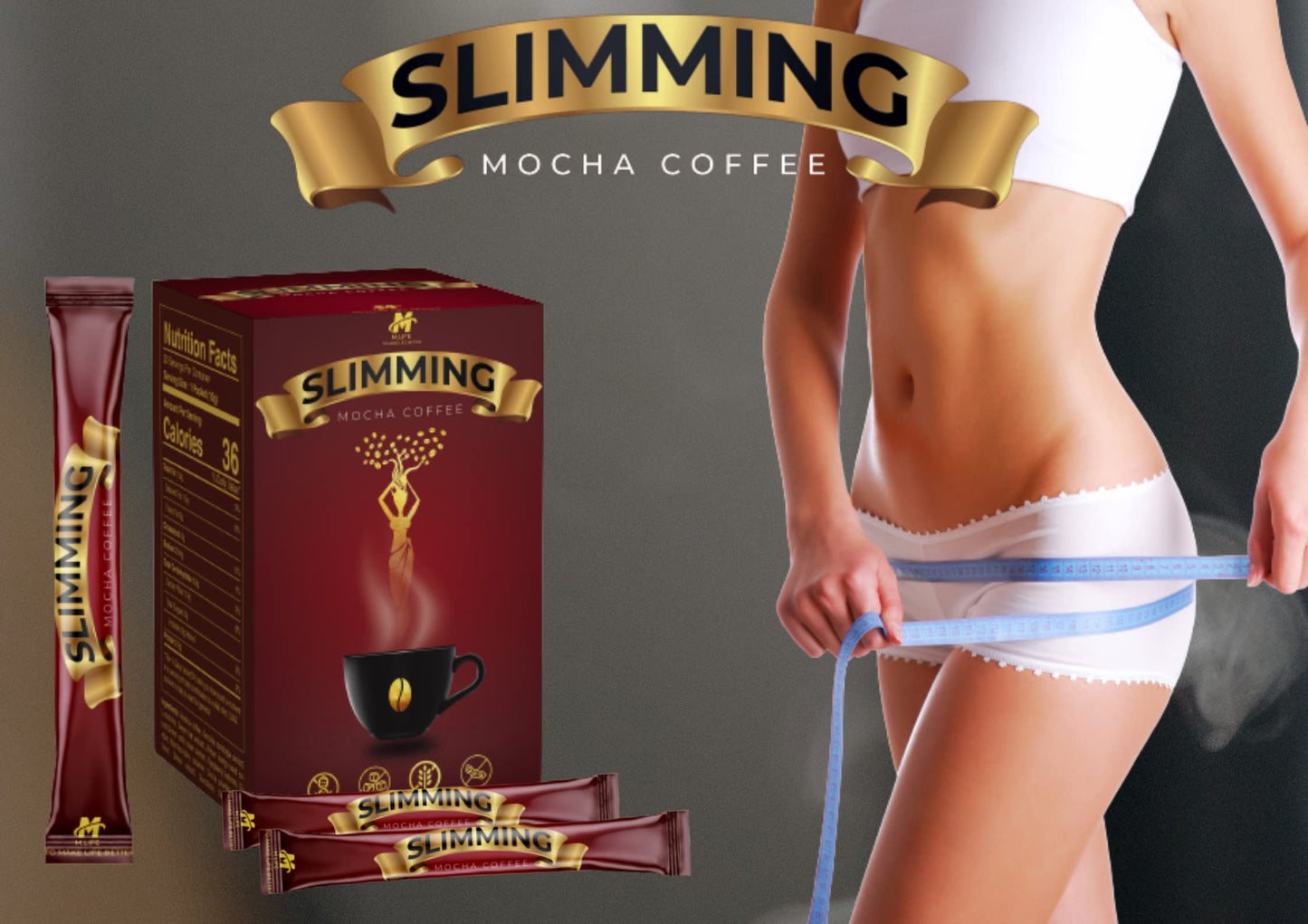Slimming Mocha Coffee – Burn + Control Herbal Coffee – Metabolism & Weight Management – Premium Arabica & Robusta Blend – Sugar Free, Gluten Free, Keto Friendly