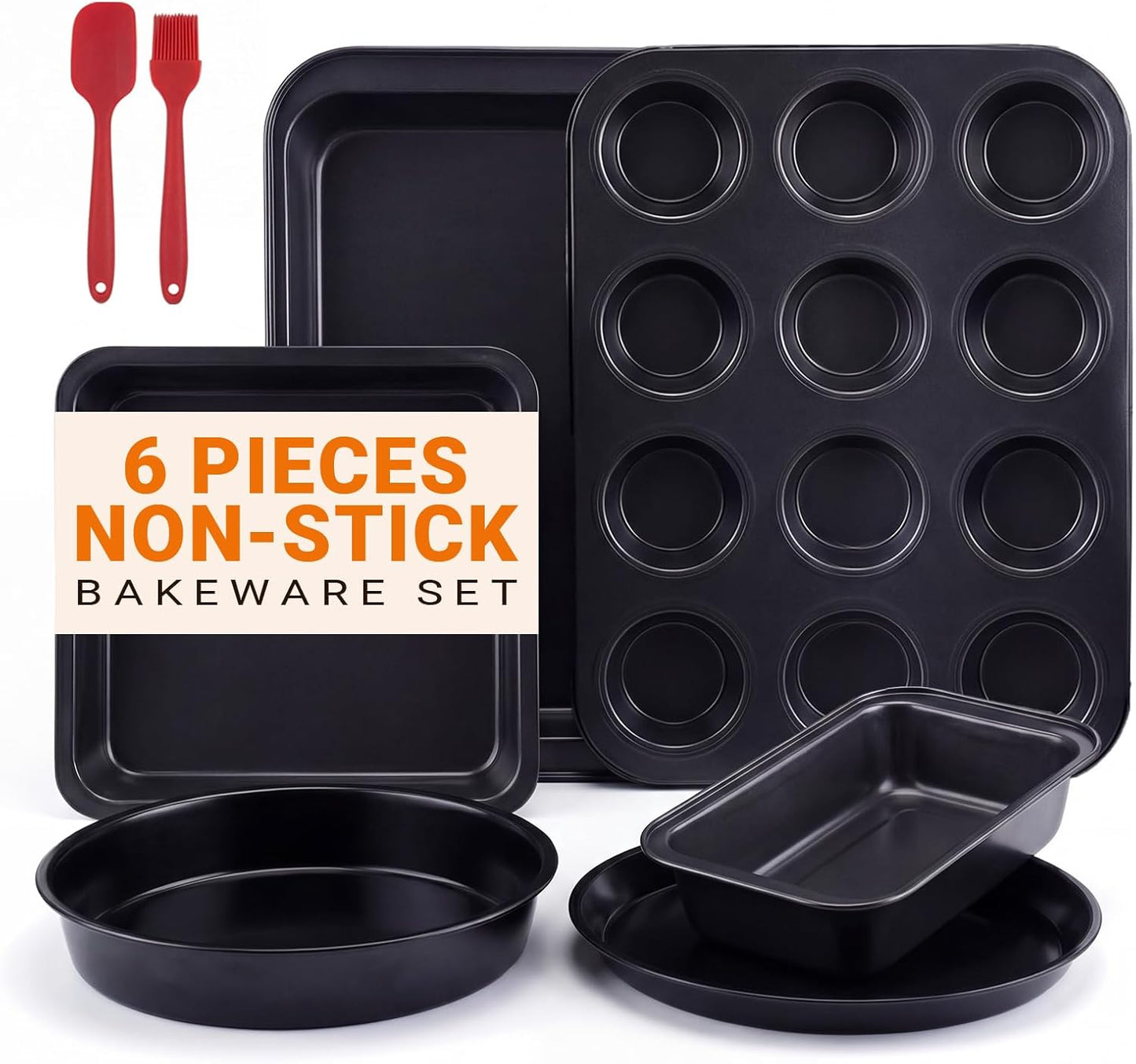 Skiennix Nonstick Baking Set - 6-Piece Bakeware Set with Roasting Pan, Cookie Sheet & More | Oven & Dishwasher Safe