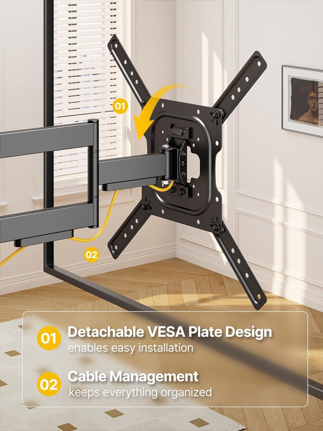 monTEK Full Motion TV Wall Mount - Swivel & Tilt Bracket for 23–65 Inch TVs | Max VESA 400x400mm, Holds 77 lbs