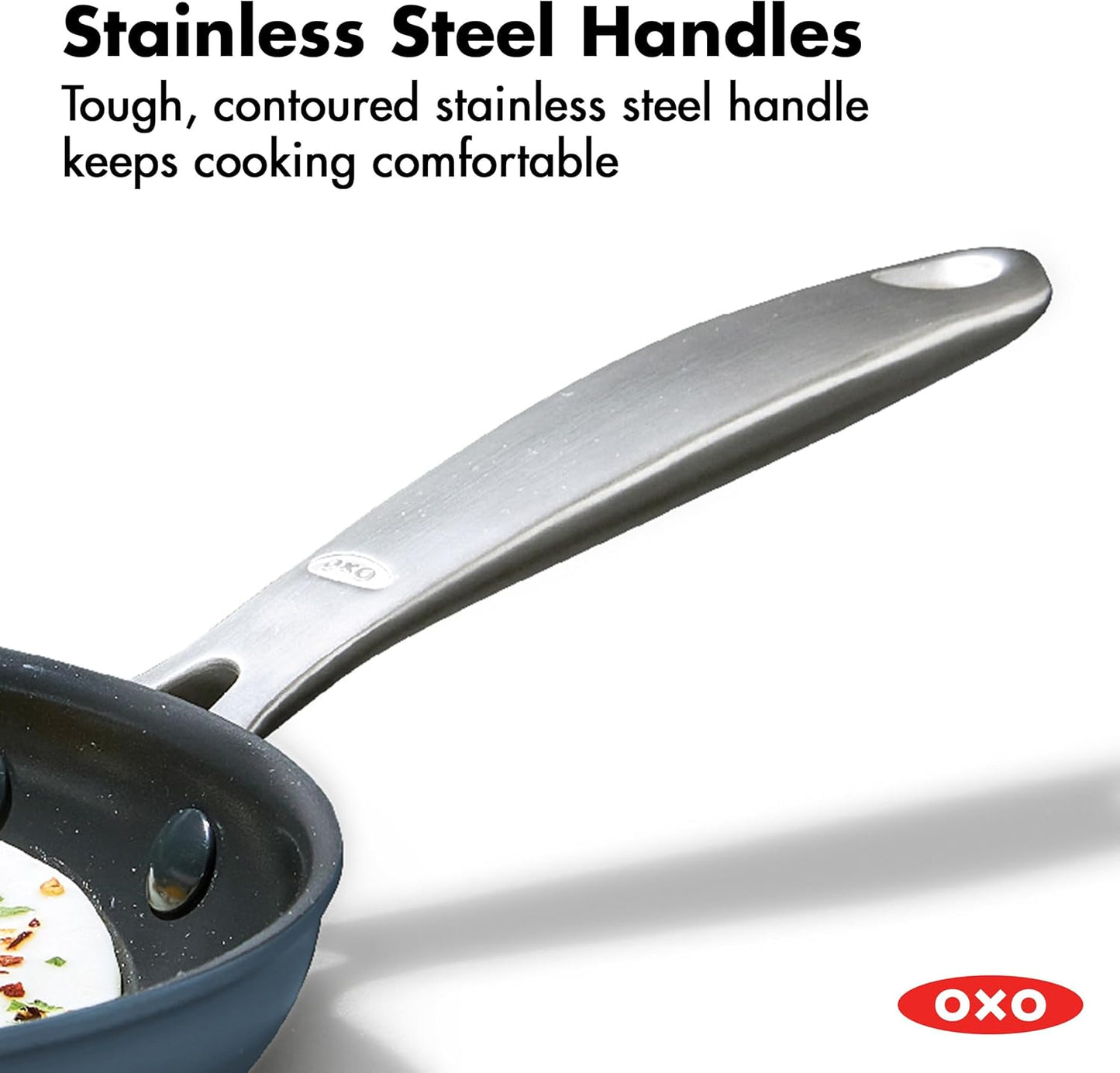 OXO 12” Nonstick Frying Pan Skillet - Durable Ceramic PFAS-Free Cookware with Lid, Storm Blue