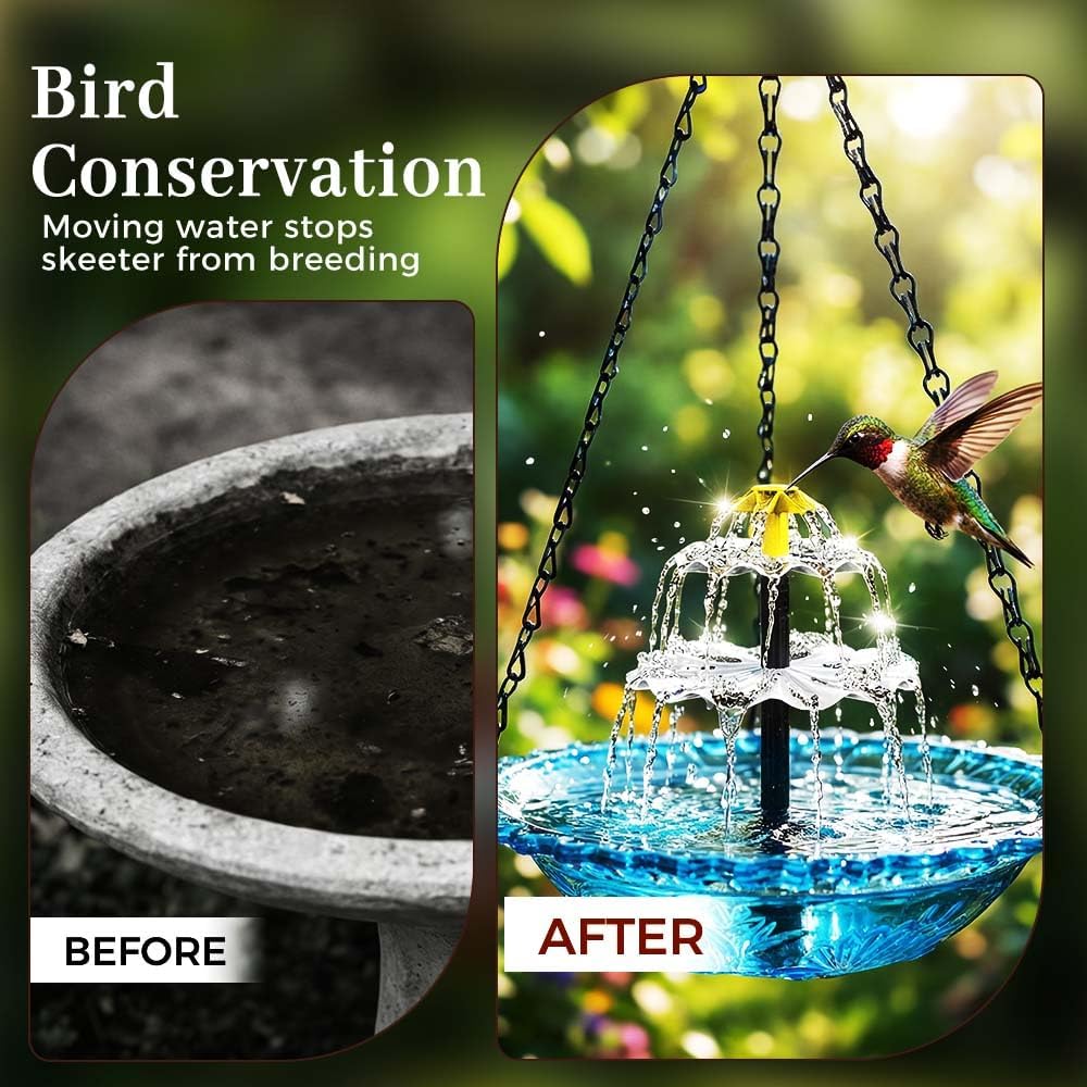 Solar Cascade Bird Bath Fountain - Solar-Powered Outdoor Water Feature for Garden & Patio (Blue)