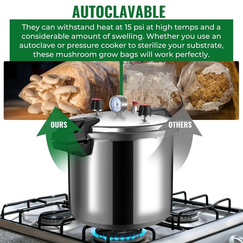 25 Packs 6 Mil Mushroom Grow Bags - Durable Autoclavable Spawn Bags with 0.2 Micron Filter | 5" X 8" X 20"