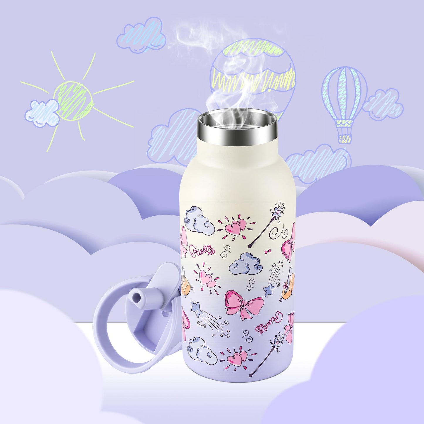 TAKYIT 12oz Kids Water Bottle – Insulated Stainless Steel Bottle with Straw Lid, BPA-Free, Leak-Proof, for Toddlers & School Use
