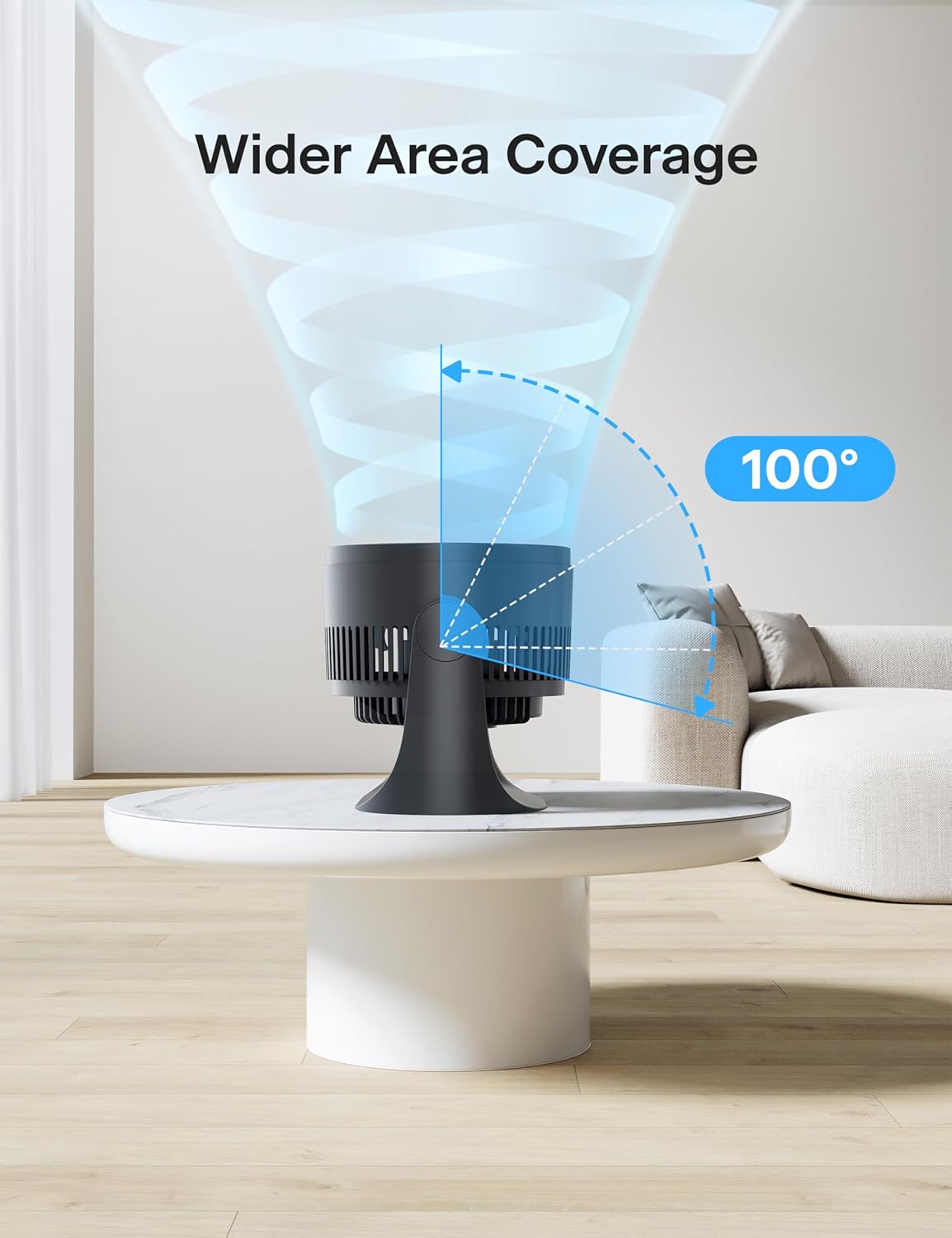 Pelonis 3-Speed Table Fan - 7-Inch Blade with 100° Adjustable Head Tilt | Compact Desktop Fan for Bedroom, Dorm, and Office - Black
