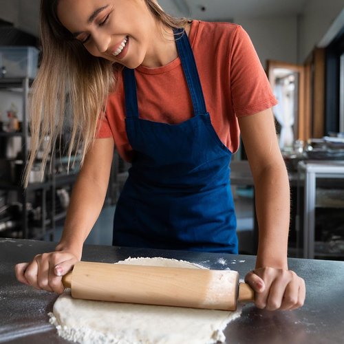 Glad Wood Rolling Pin - 17.5 Inch Large Dough Roller for Baking, Pizza & Cookies | Heavy Duty Natural Wood