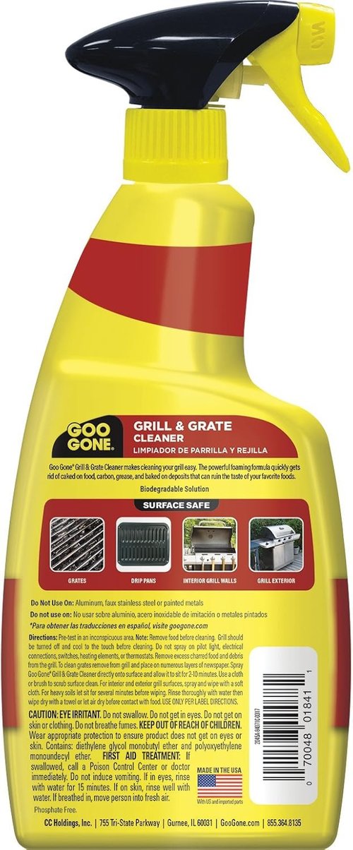 Goo Gone Grill Cleaner Spray - Powerful Degreaser for BBQ Grates & Racks | 24 Ounce (2 Pack)