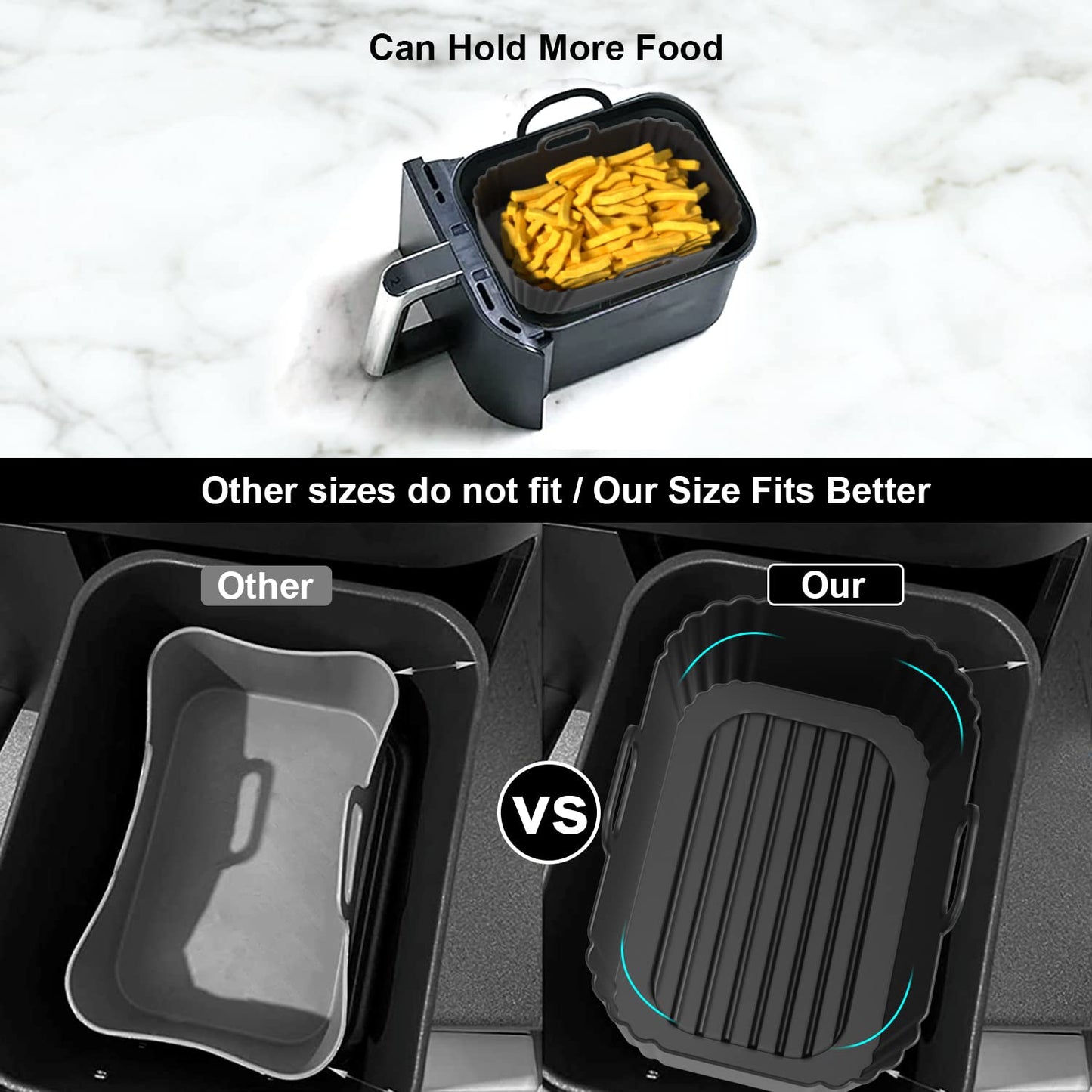 PINTAUR Silicone Air Fryer Liners 2 Pack, Reusable Liners Compatible for Ninja Foodi DZ201, DZ401, DZ550, COSORI, Chefman, Instant Air Fryer, and 6-in-1 8-10QT AirFryer Baskets