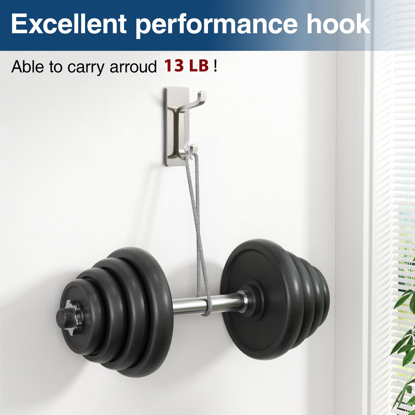 pickpiff Wall Hooks for Coat and Towel: 13LB Strong Adhesive Door Hanger Stick on, Brushed Nickel,12 Pack