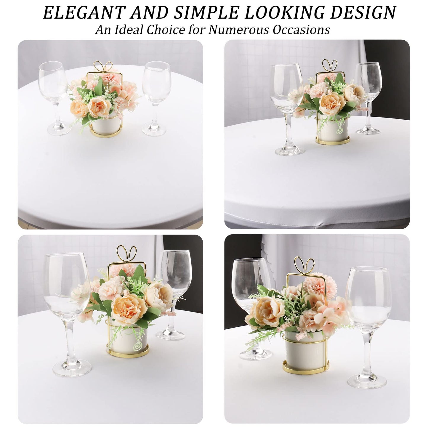 4 Pack 6FT Round Spandex Tablecloth 72 Inch White Stretchable Table Cover Washable and Wrinkle Resistant Table Cloth, Fitted Round Table for Wedding, Banquet, Birthday, Party, Restaurant (White)