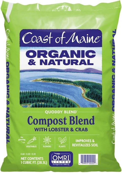Coast of Maine Organic Quoddy Blend Lobster & Crab Compost - Premium Soil Amendment for Enhanced Drainage | 1 Cu Ft