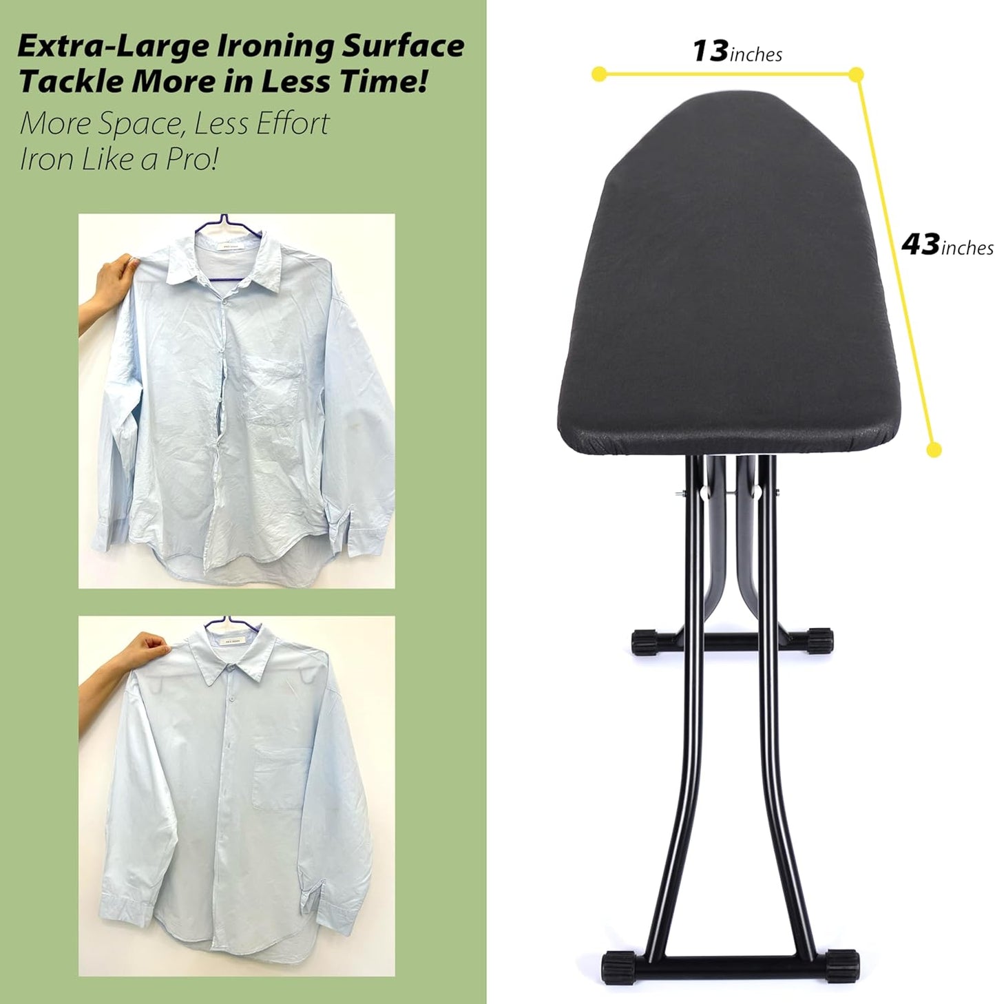 Skiennix Ironing Board - Foldable Adjustable Height with Heat-Resistant Cover | Lightweight & Durable for Home Use