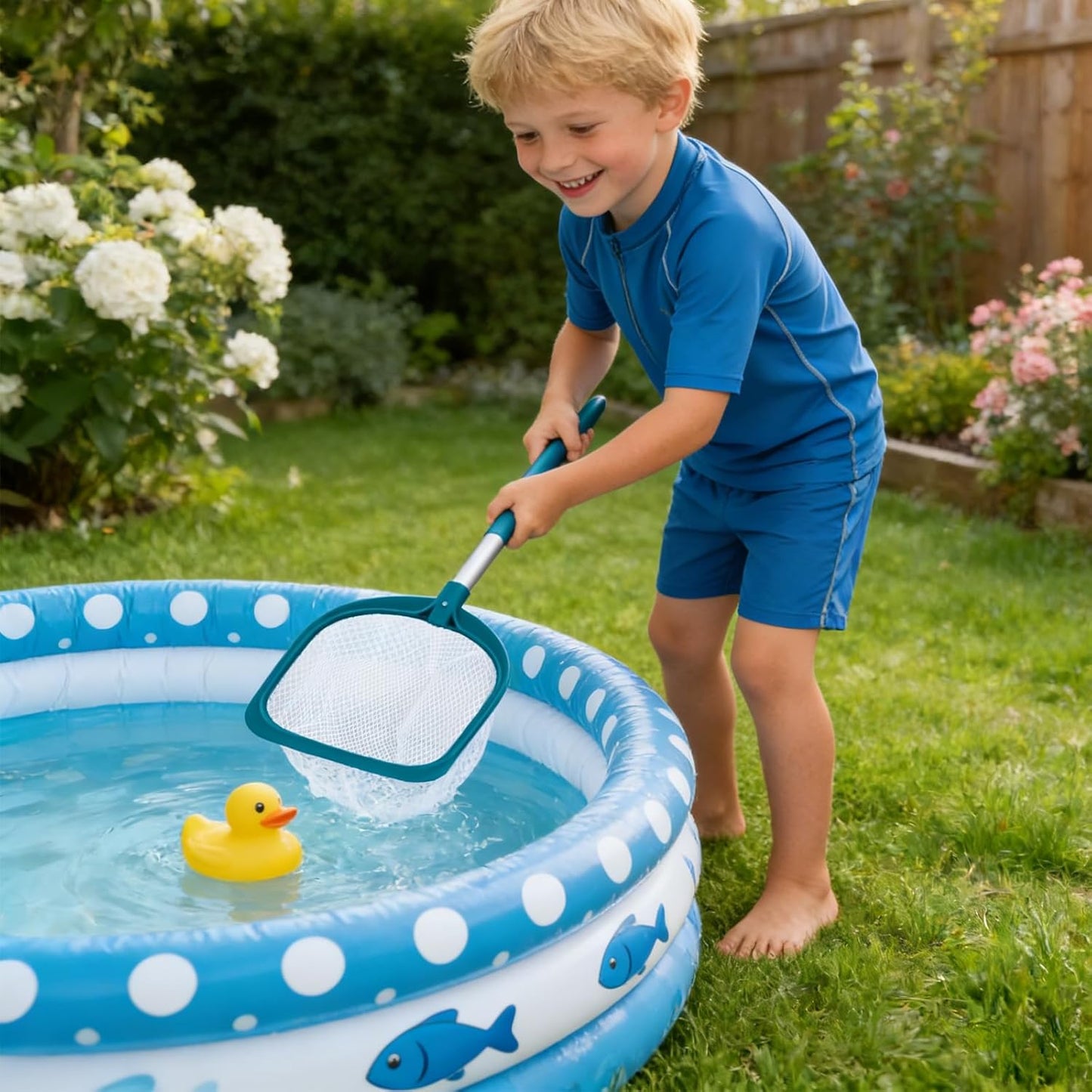 POOLWHALE Hot Tub Leaf Skimmer Net - Ultra Fine Mesh with Aluminum Pole for Efficient Debris Removal