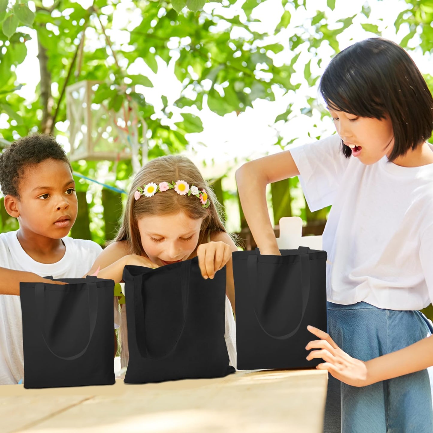 5 | 25 | 50 Pack Economical Reusable Canvas Tote Bag, 10 Oz Washable Thicken Grocery Bag, Plain Canvas Bags with Handles, Blank Bag Suitable for DIY, Tote Bags to Paint(Black) (25, 8.8 x 9.6 Inch)