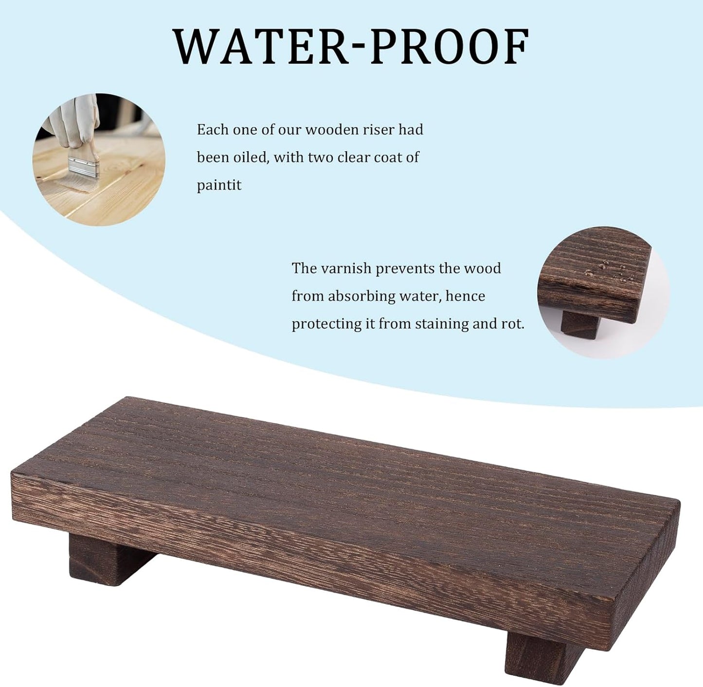Zoocatia Small Wood Tray - Decorative Wooden Riser for Farmhouse Bathroom & Kitchen, Dark Brown