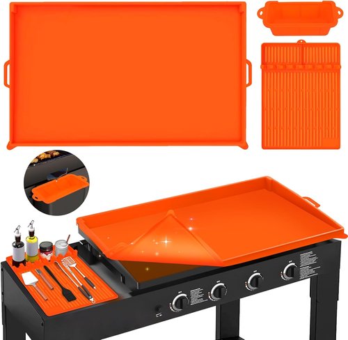 Blackstone 36" Silicone Griddle Mat Set - Food Grade Grill Cover with Spatula & Grease Cup Liner