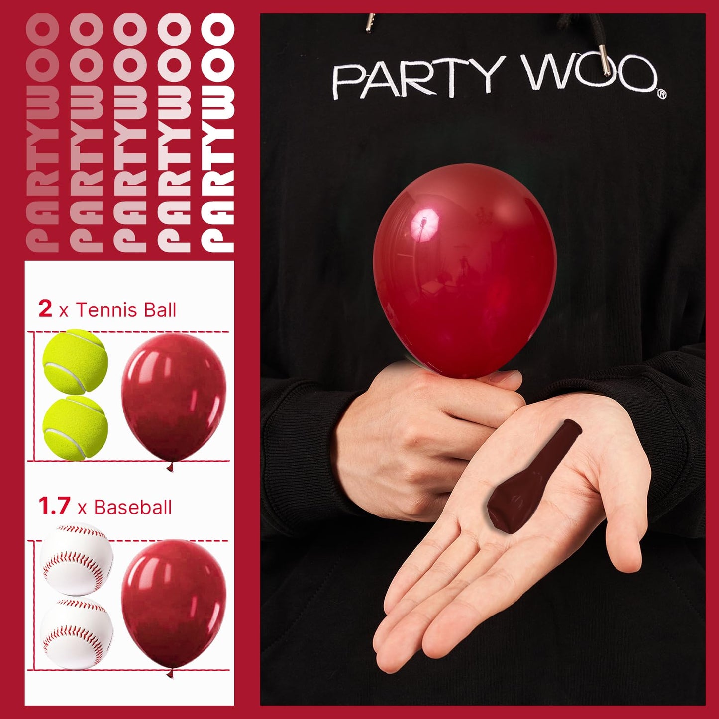 PartyWoo Burgundy Balloons 50pcs 5 Inch Small Dark Chestnut Red Maroon Balloons for Graduation Wedding Thanksgiving Birthday Bachelorette Citizenship Strawberry Theme Party Decorations Red-Y62