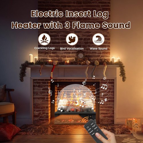 Electric Fireplace Log Set by [Brand Name] - Freestanding Heater with 8-Hour Timer, Remote Control & Adjustable Flame