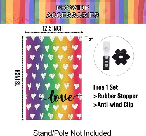 Baccessor LGBTQ Garden Flag - Double-Sided Rainbow Design for Outdoor Decoration | 12.5 x 18 Inch