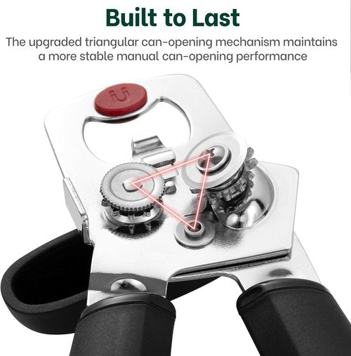 Beneno Can Opener - Heavy Duty Manual Design with Magnet Lid Lifter & Ergonomic Grip | Black