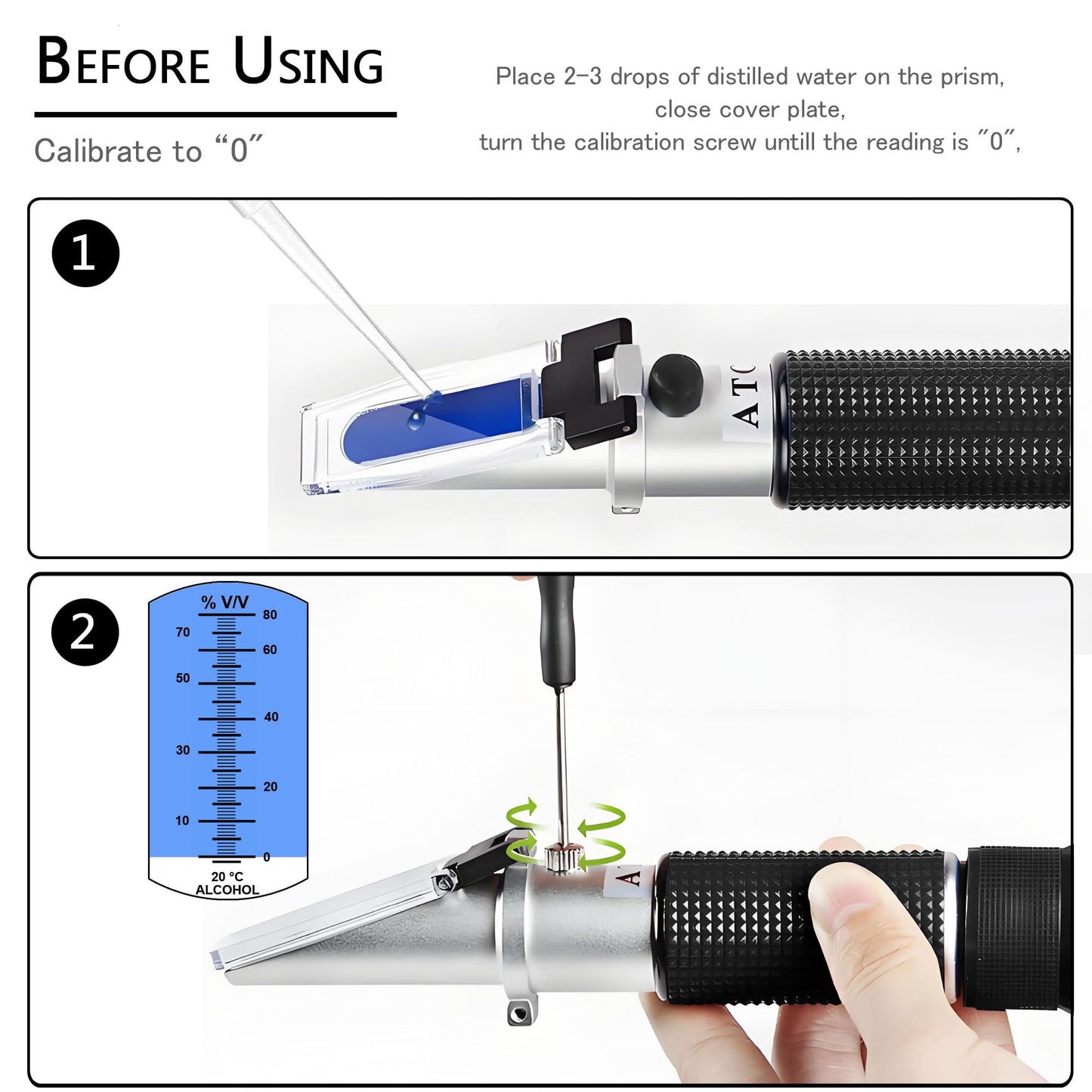 Handheld Alcohol Refractometer,V·RESOURCING 0~80% Alcohol Content Measurement Tool Tester for Spirits Distilled Ethanol with Water Like Whiskey, Brandy;Used in Scientific Research, Alcohol Purchase