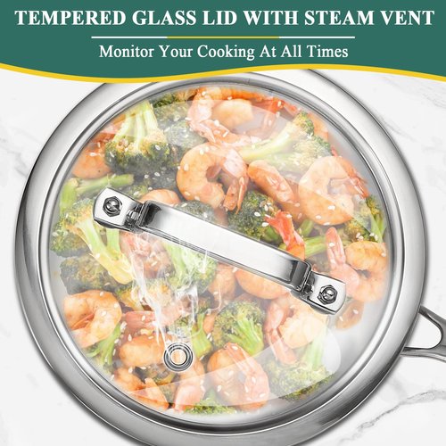 DELARLO Stainless Steel Small Brushed Saucepan With Lid, Induction Cooking Sauce Pot Pan, Full-body Clad Tri-Ply Heavy Duty Saucier Cookware, Dishwasher Safe & Oven Safe(2 Quart)