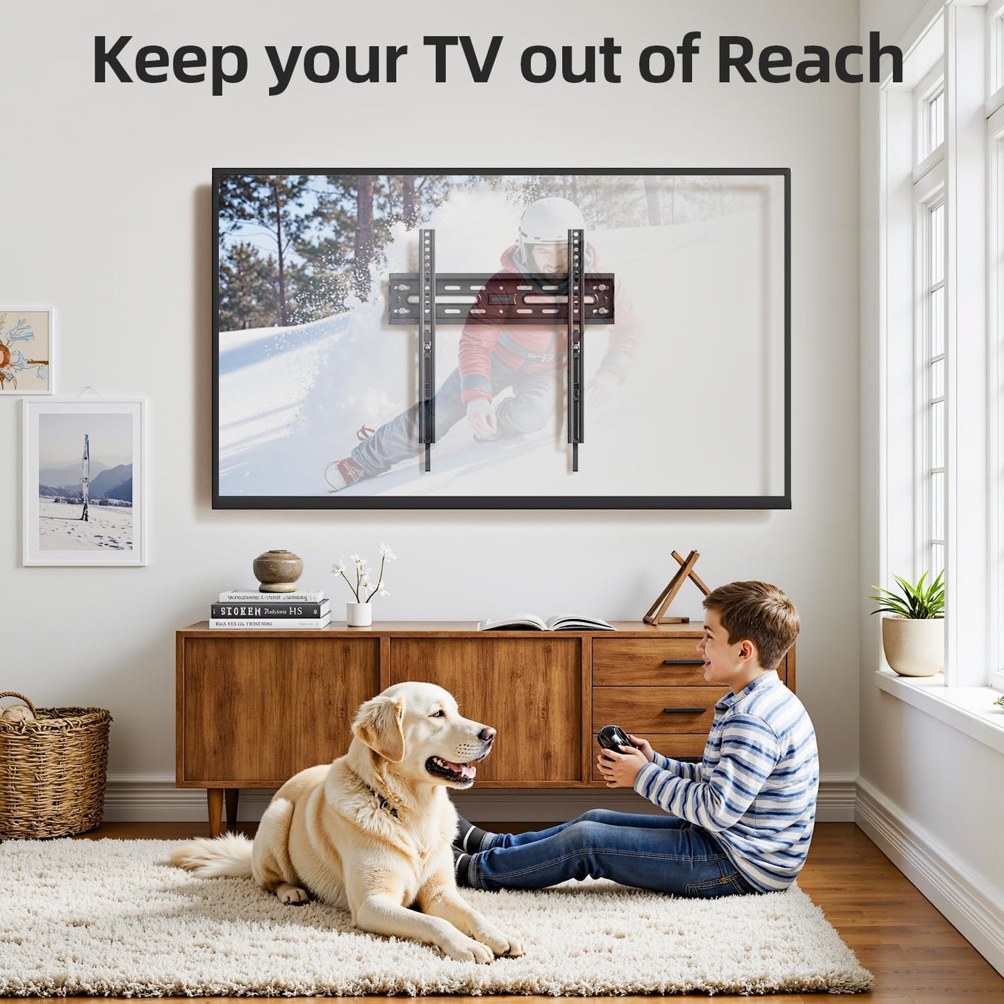 USX STAR Fixed TV Wall Mount - Ultra Slim Design for 26-60 Inch Screens | Quick Release Lock, Max VESA 400x400mm, Holds 99 lbs