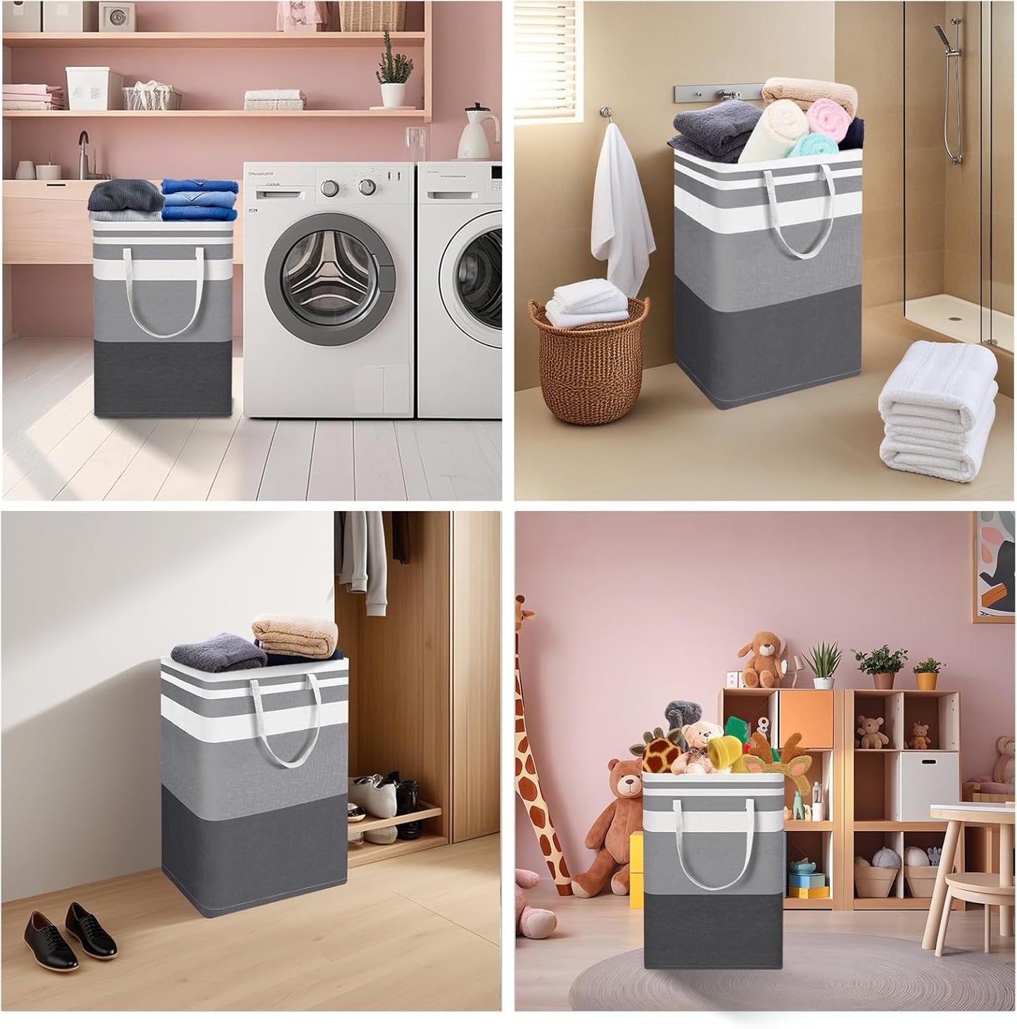 Skiennix Large Waterproof Laundry Basket - Collapsible 75L Hamper with Extended Handles for Dorm & Family
